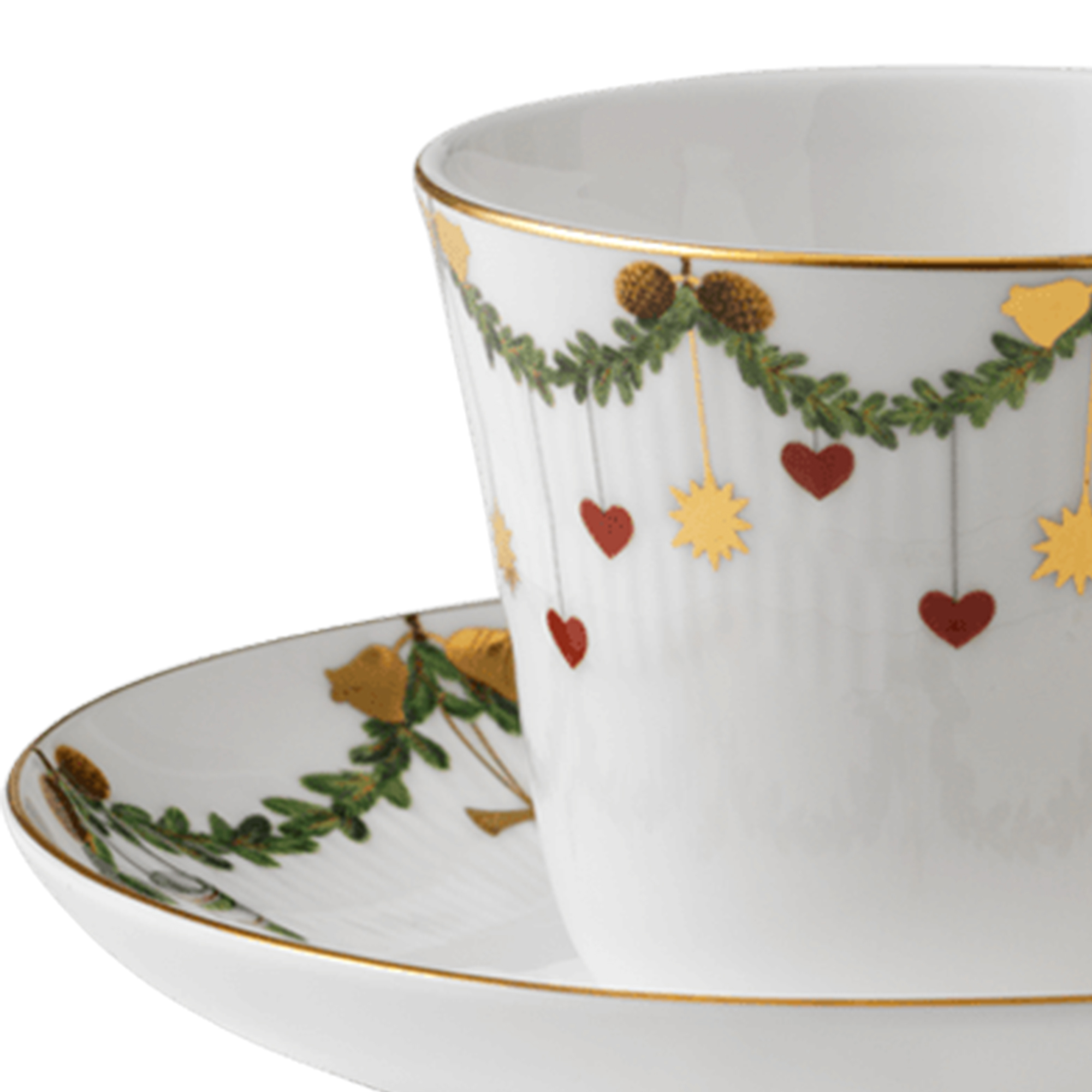 Zoom image of Star Fluted Christmas High Handle Cup and Saucer 24 cl